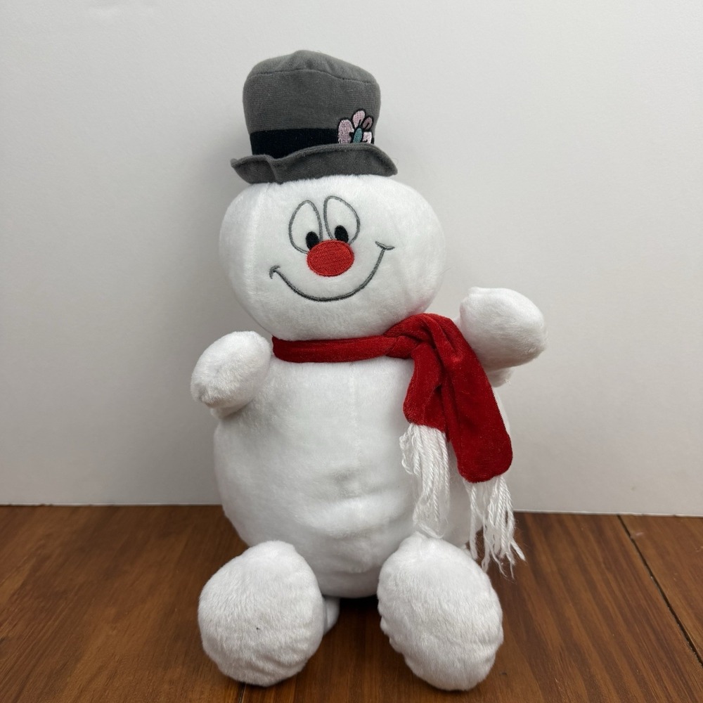 Frosty The Snowman Plush Toy Factory 13" Stuffed Plush Red Scarf Gray Hat